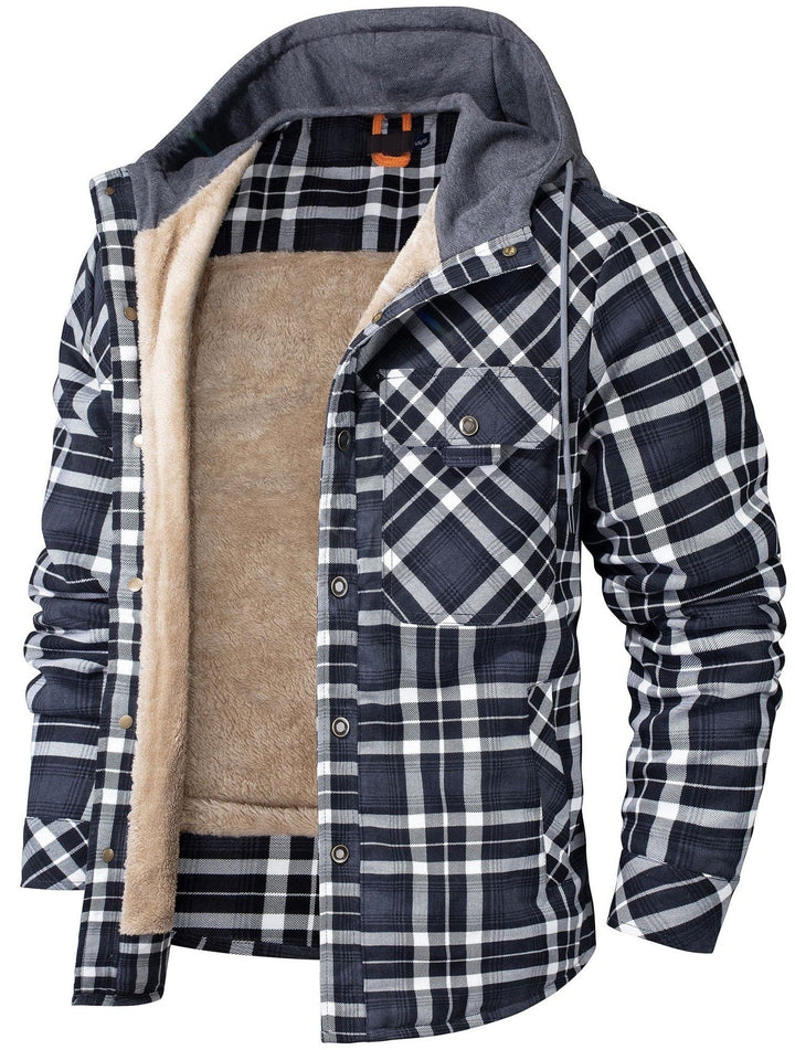 Men's Hooded Checkered Jacket
