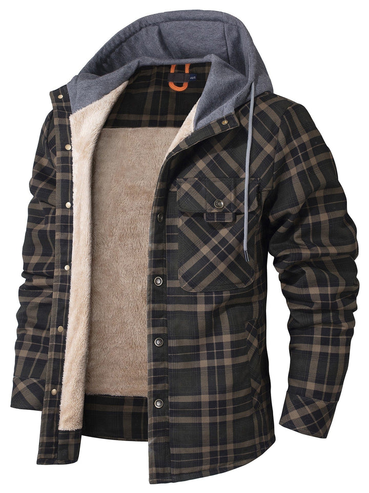Men's Hooded Checkered Jacket
