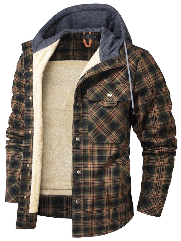 Men's Hooded Checkered Jacket