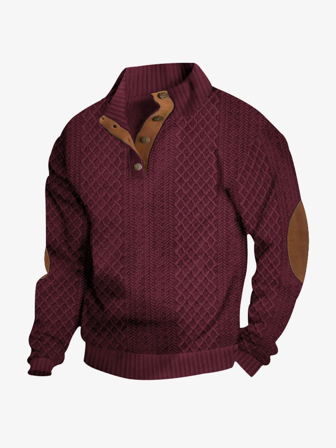 Casual Men's Sweater with Quarter Button Placket