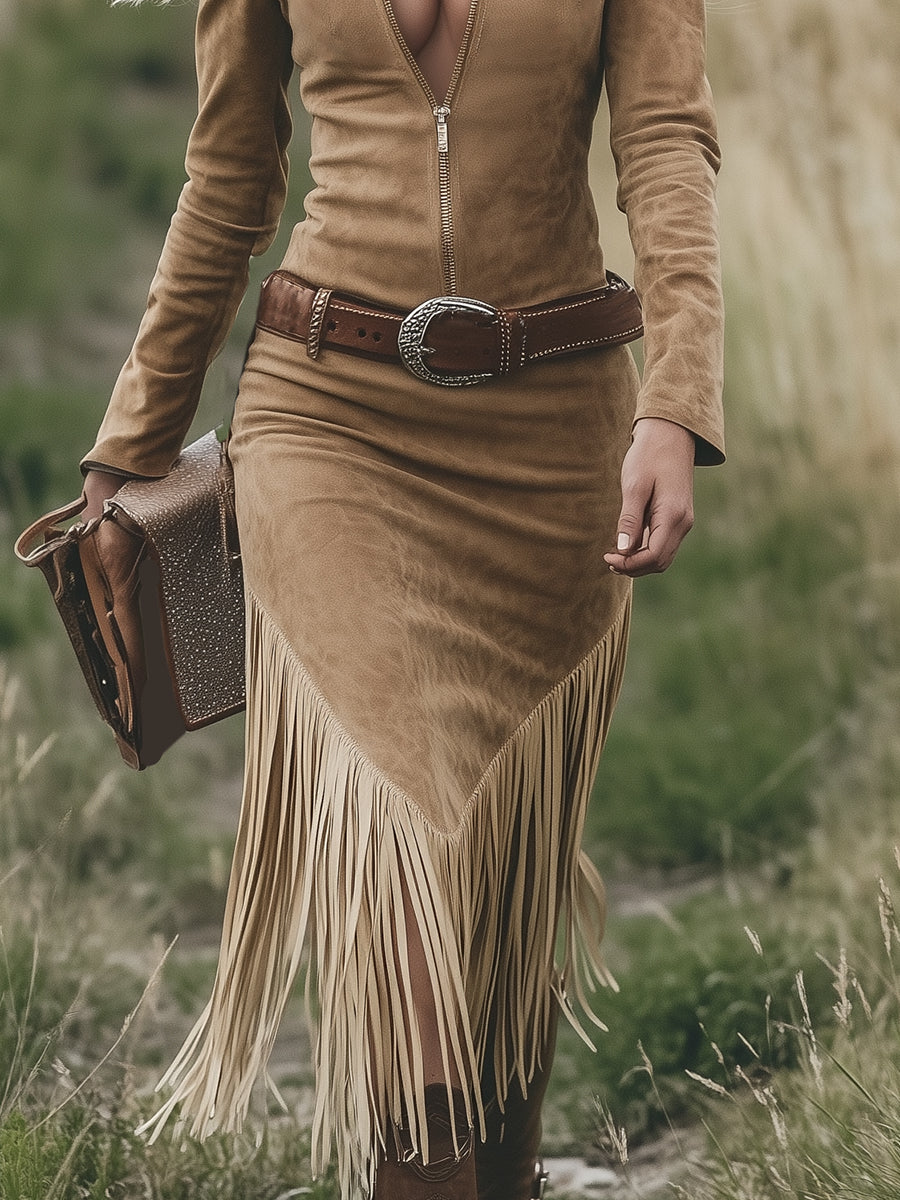 Women's Unique Fringed Western Dress