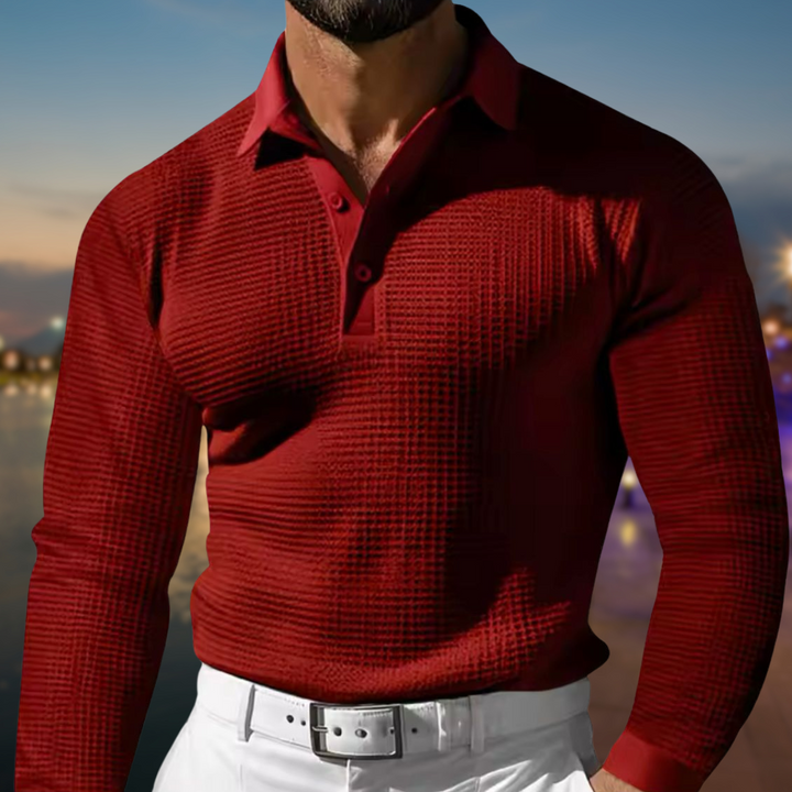 Men's Long Sleeve Polo Shirt with Comfort Fit