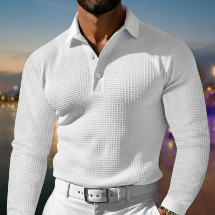 Men's Long Sleeve Polo Shirt with Comfort Fit