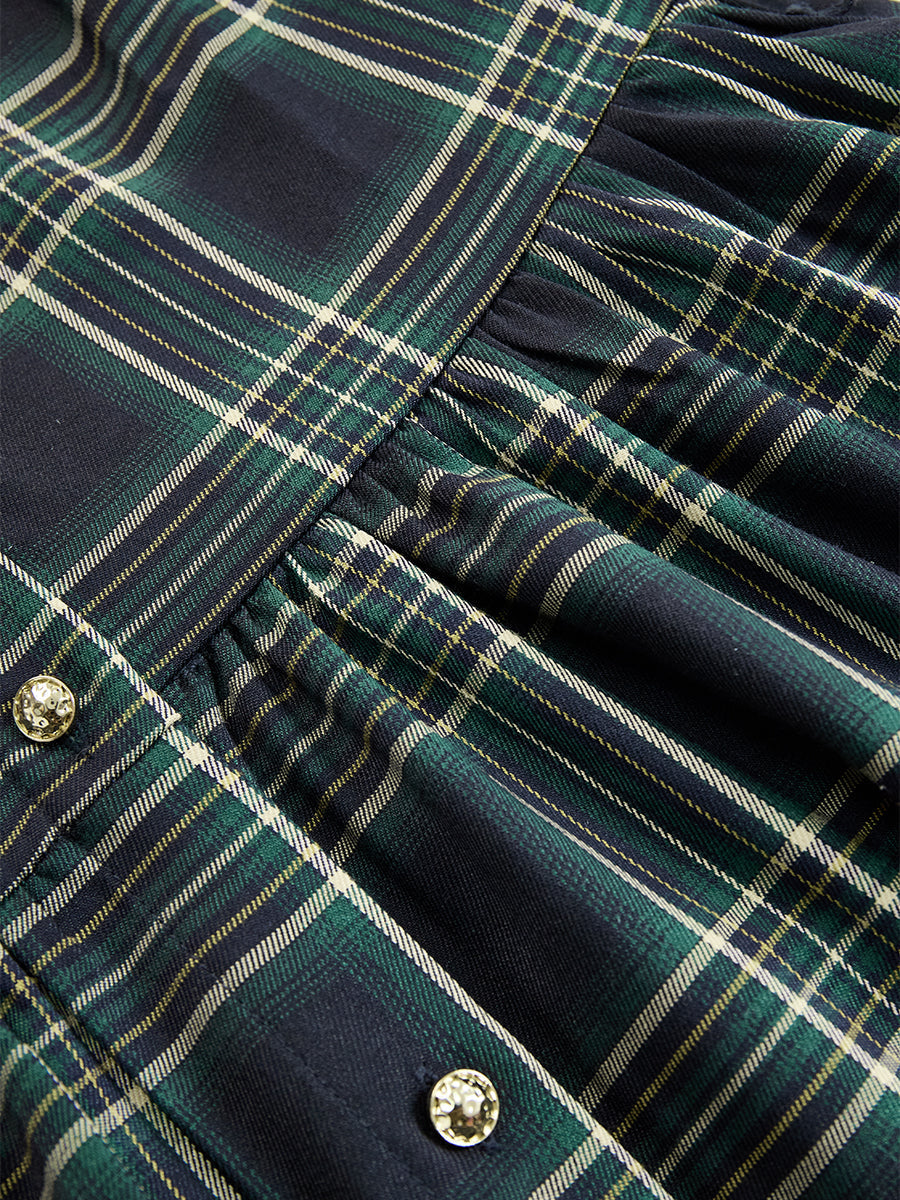 Women's Chic Checkered Shirt Dress