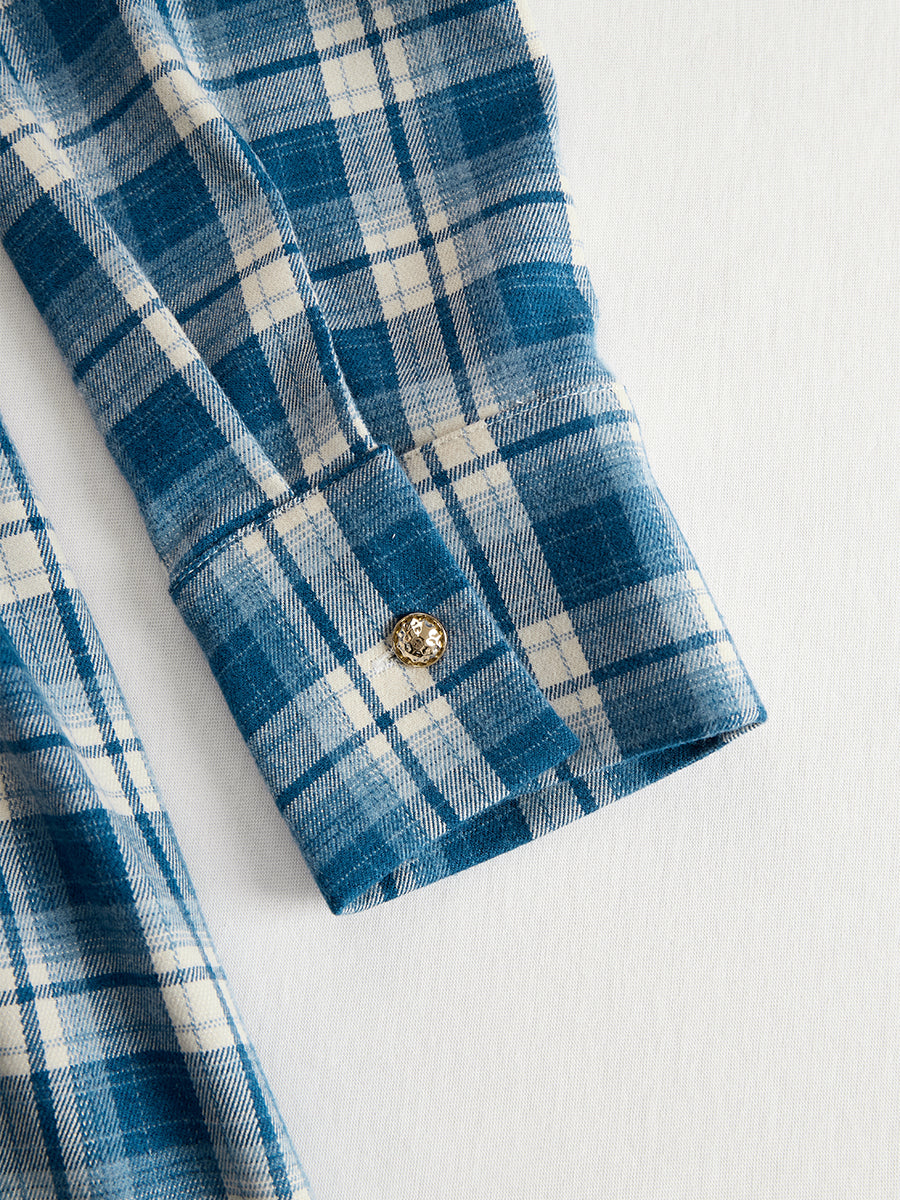 Women's Chic Checkered Shirt Dress