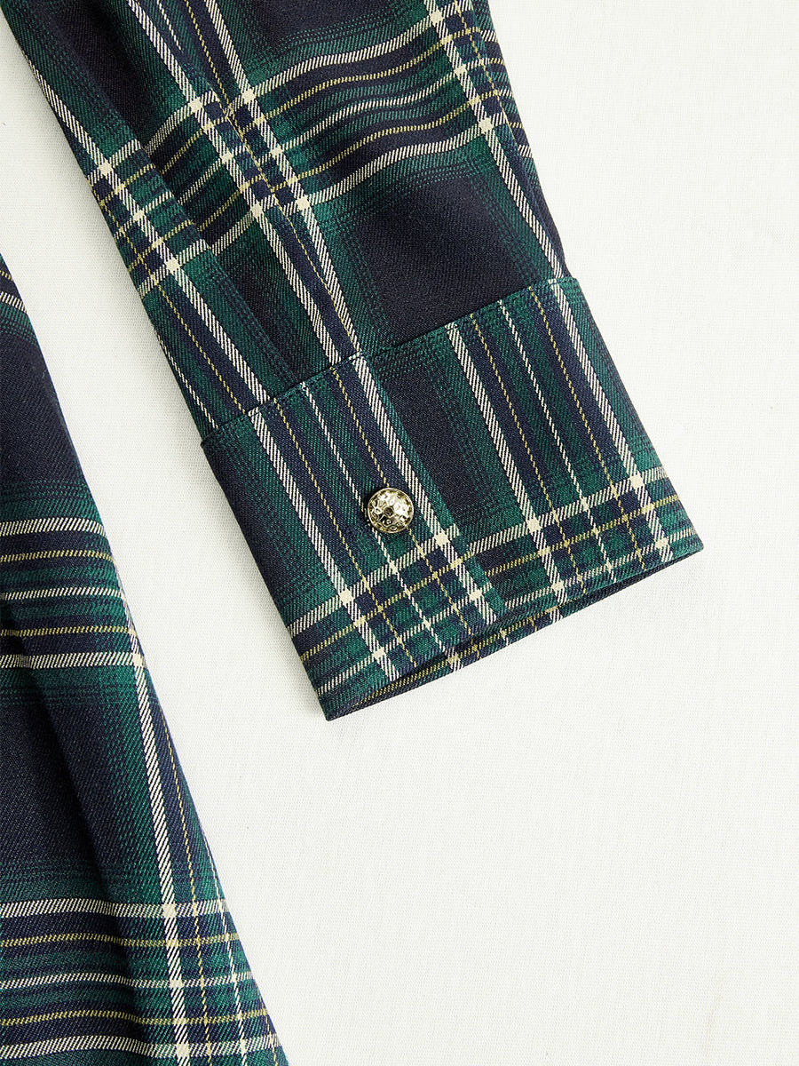 Women's Chic Checkered Shirt Dress