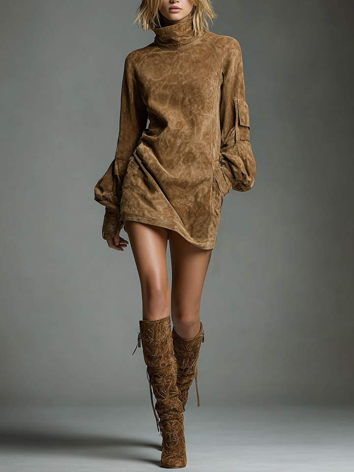 Chic Women's Suede-Style Dress | Exclusive Design