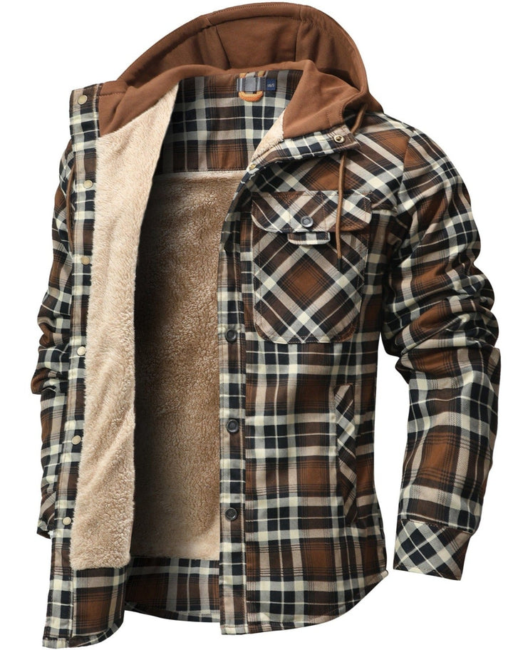Men's Hooded Checkered Jacket