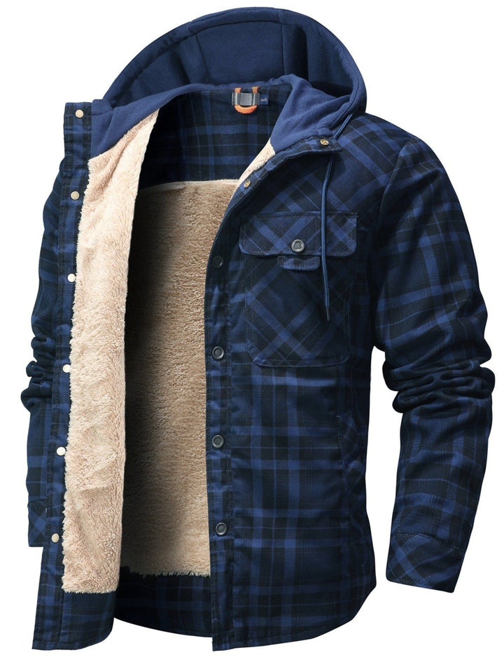 Men's Hooded Checkered Jacket
