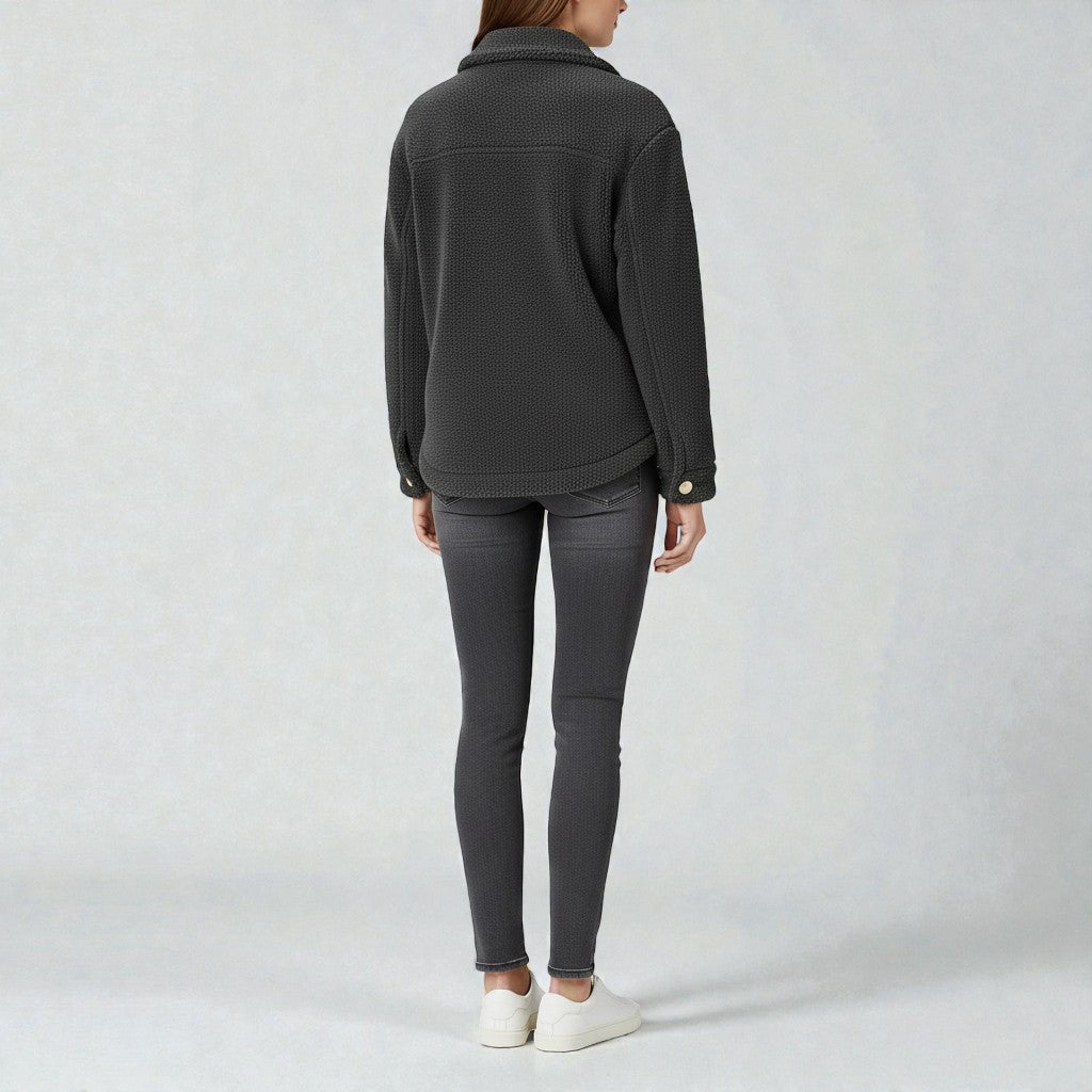 Chic Transitional Jacket Featuring a Plush Teddy Design