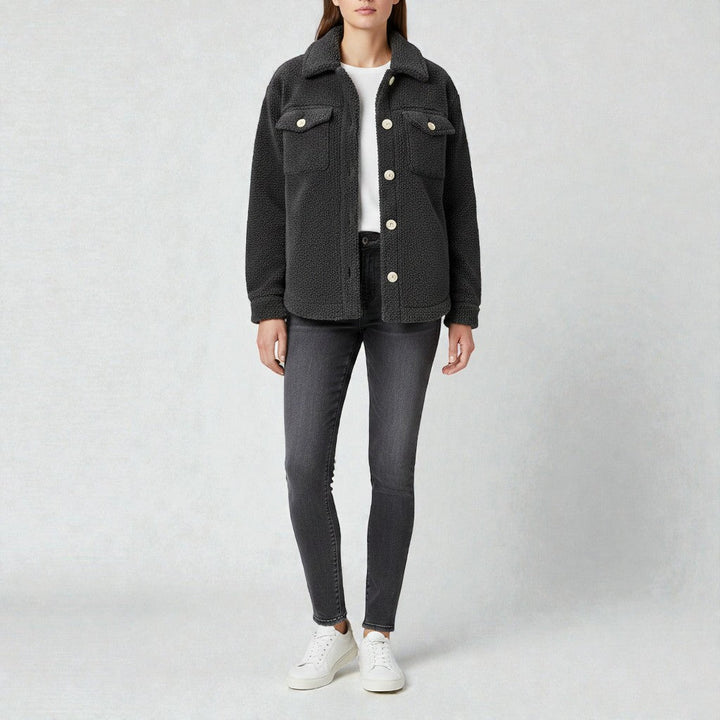 Chic Transitional Jacket Featuring a Plush Teddy Design