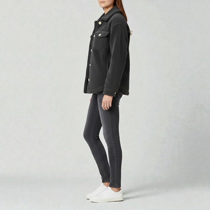 Chic Transitional Jacket Featuring a Plush Teddy Design