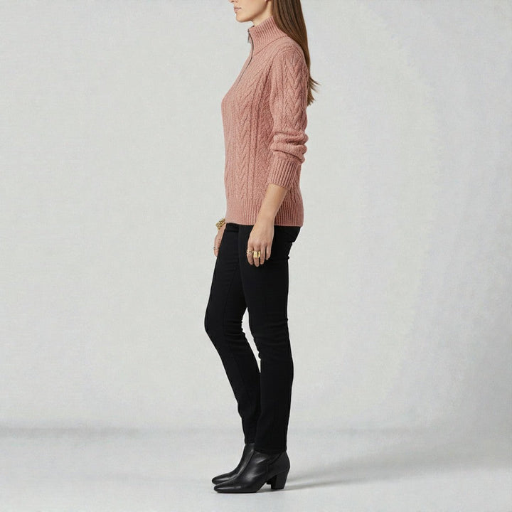 Contemporary Textured Pattern Zip-Up Sweater