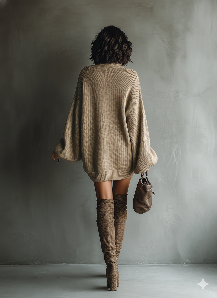 Women's Cozy Oversized Knit Mini Dress