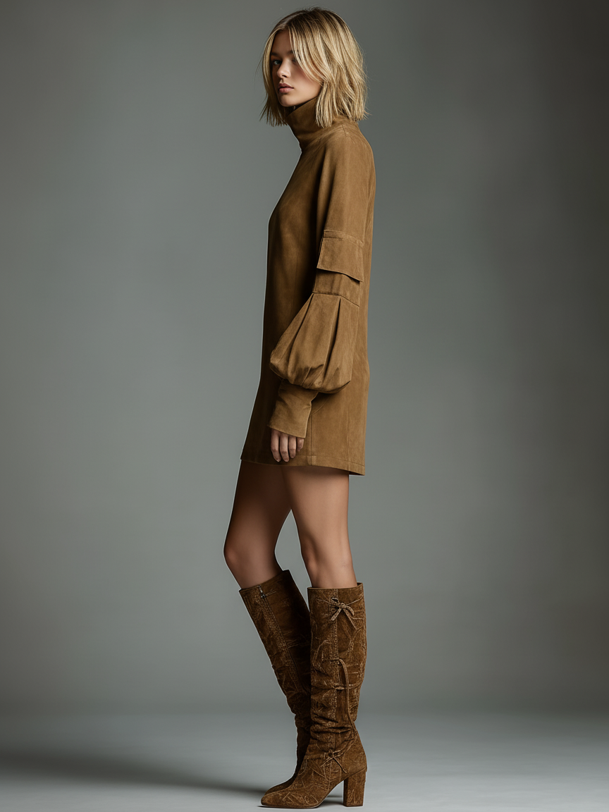 Chic Women's Suede-Style Dress | Exclusive Design