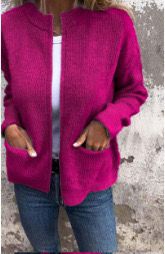 Women's Knitted Zip-Up Cardigan