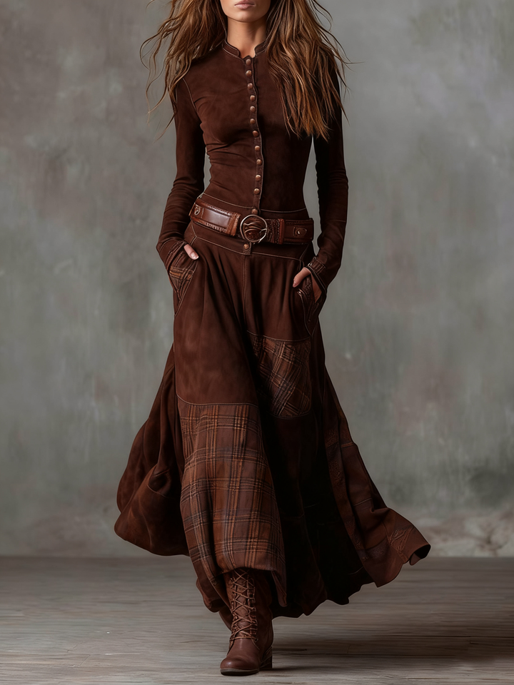 Women's Sophisticated Maxi Dress with Long Sleeves