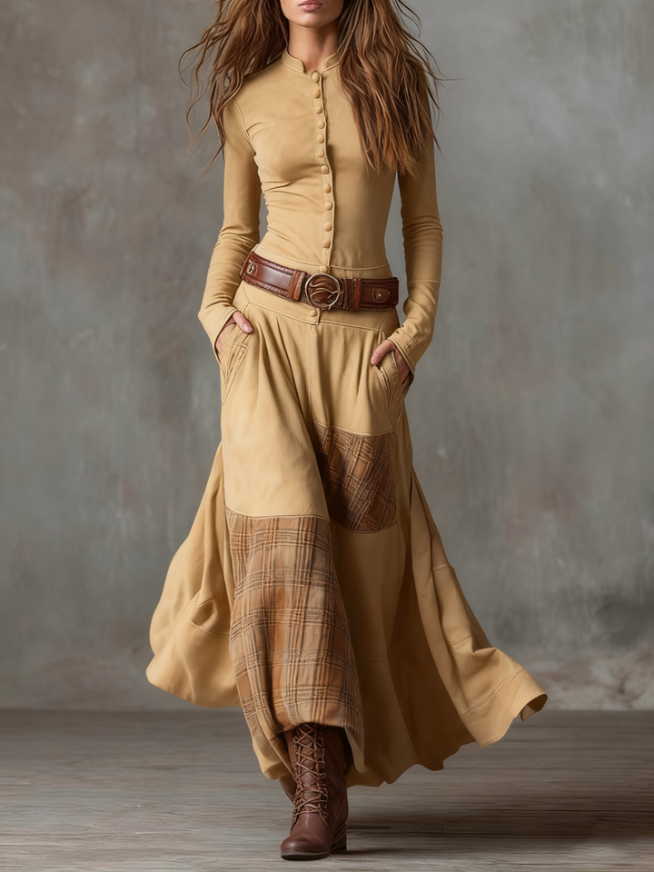 Women's Sophisticated Maxi Dress with Long Sleeves