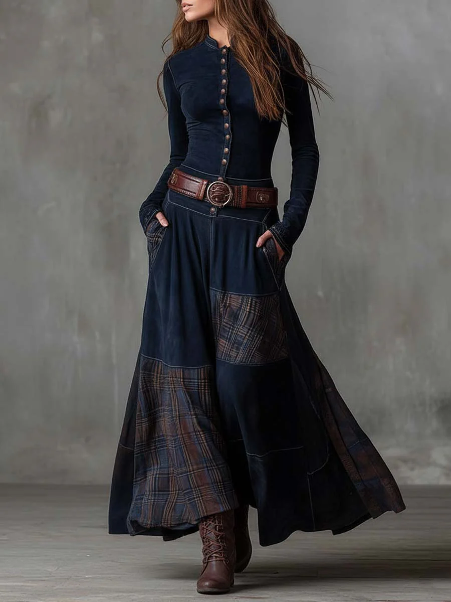 Women's Sophisticated Maxi Dress with Long Sleeves