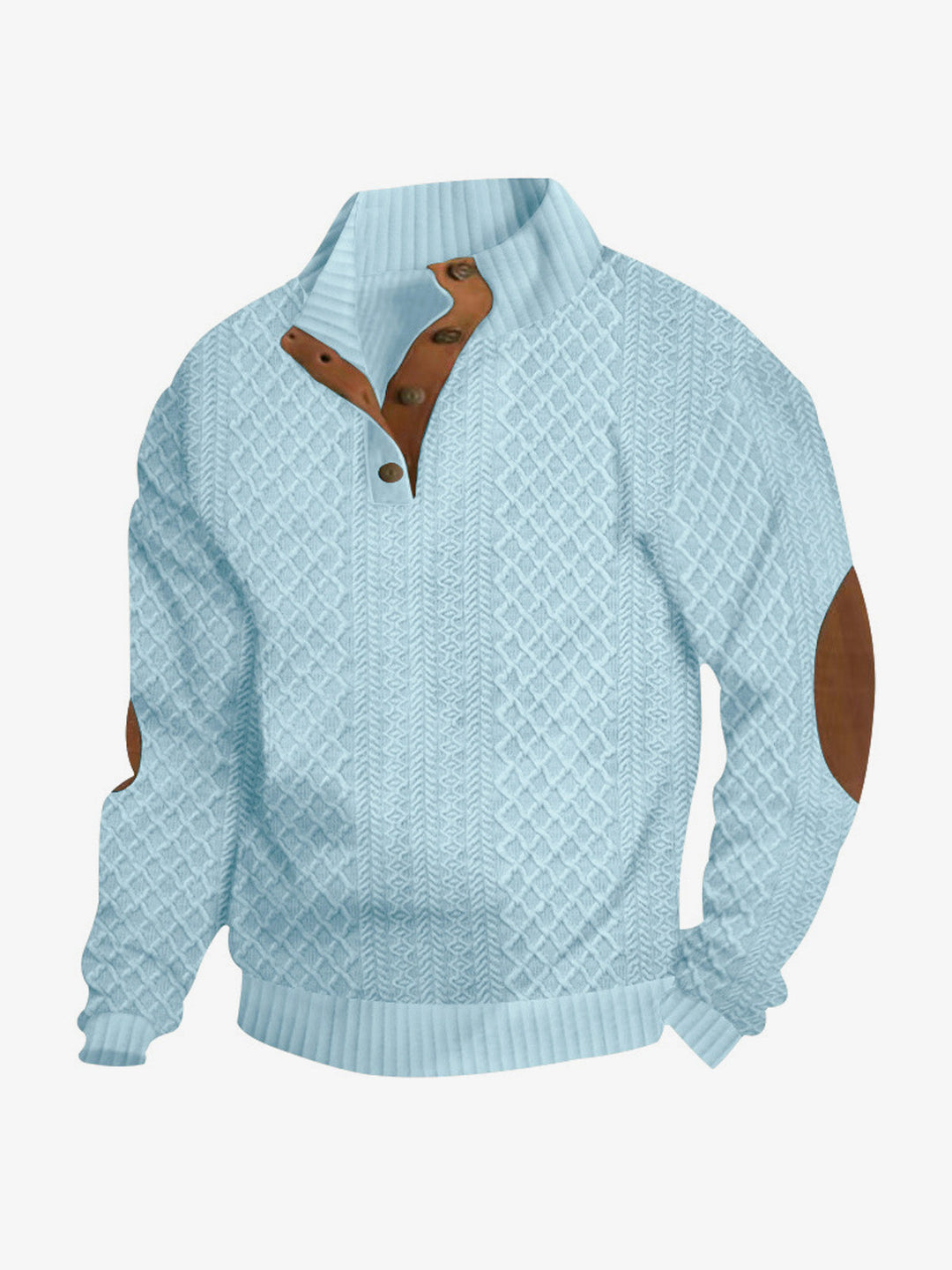 Casual Men's Sweater with Quarter Button Placket