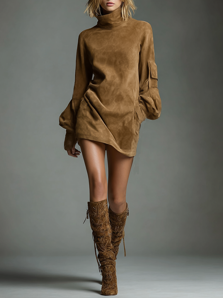 Chic Women's Suede-Style Dress | Exclusive Design