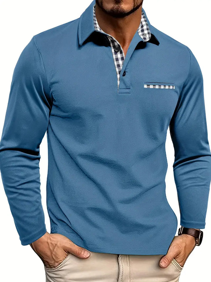 Men's Casual Long Sleeve Polo Shirt