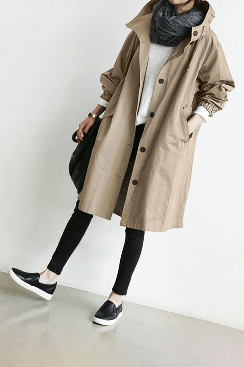 Women's Hooded Casual Raincoat