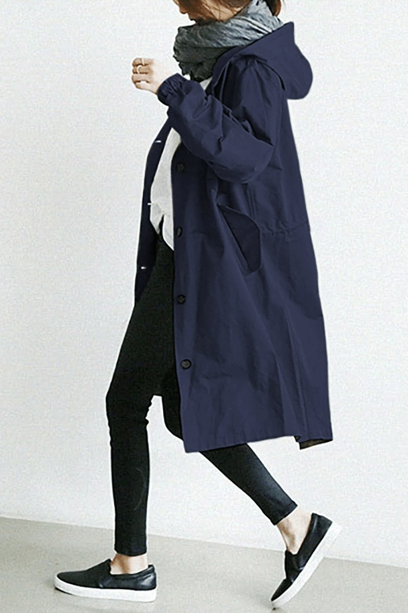 Women's Hooded Casual Raincoat