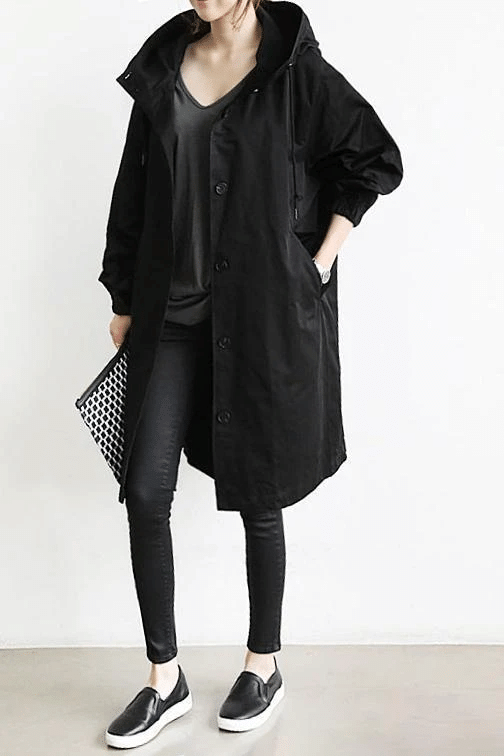 Women's Hooded Casual Raincoat
